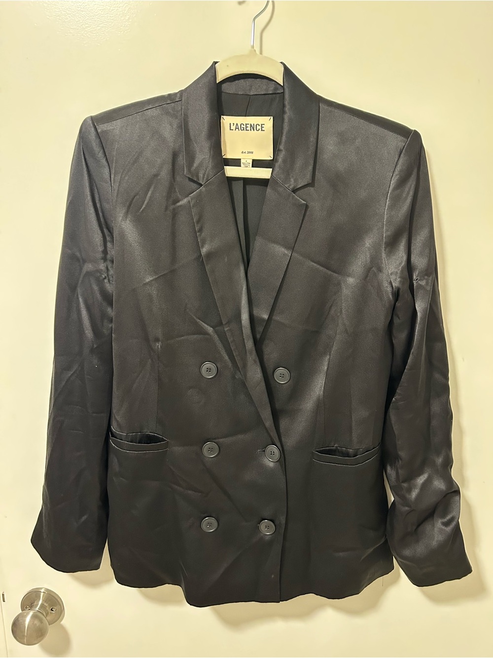 L'AGENCE Black Double-Breasted Blazer